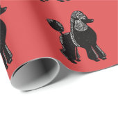 Black Standard Poodles Red Wrapping Paper ラッピングペーパー (ロールコーナー)