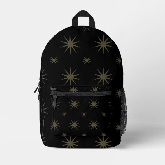Black Stars Pattern Pastel Constellation for Kids プリントバックパック (正面)