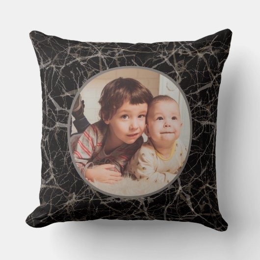 Black Stone & Marble Texture & Custom Photo クッション (正面)