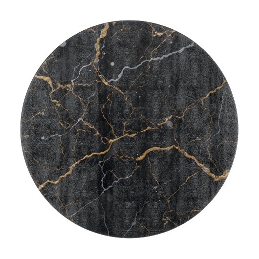 Black Stone with Gold & Silver Veins カッティングボード (正面)