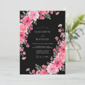 Black Striking Floral Wedding 招待状 (スタンド正面)