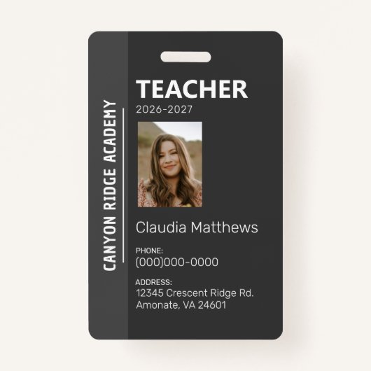 Black Stripe Homeschool Educator ID Badge バッジ (正面)