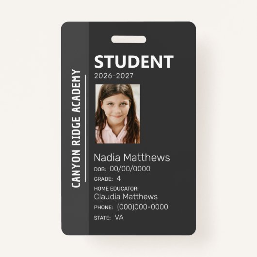 Black Stripe Homeschool Student ID Badge バッジ (正面)