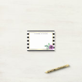 Black Stripe & Purple Pansy ポストイット (デスク上)