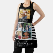 Black Striped 5 Photo Collage Quote Family Name エプロン (インサイチュ)