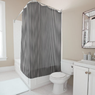 Black Striped Bathroom Shower Curtain シャワーカーテン