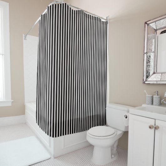 Black Striped Bathroom Shower Curtain シャワーカーテン (インサイチュ)