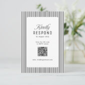 Black Striped Elegance Classy QR Code Wedding 出欠カード (スタンド正面)