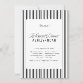 Black Striped Elegance Classy Rehearsal Dinner 招待状 (正面)
