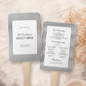 Black Striped Elegance Classy Wedding Program ハンドファン