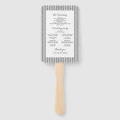 Black Striped Elegance Classy Wedding Program ハンドファン (裏面)