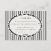 Black Striped Harlequin Pattern Wedding RSVP エンクロージャーカード (正面)