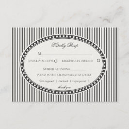 Black Striped Harlequin Pattern Wedding RSVP エンクロージャーカード