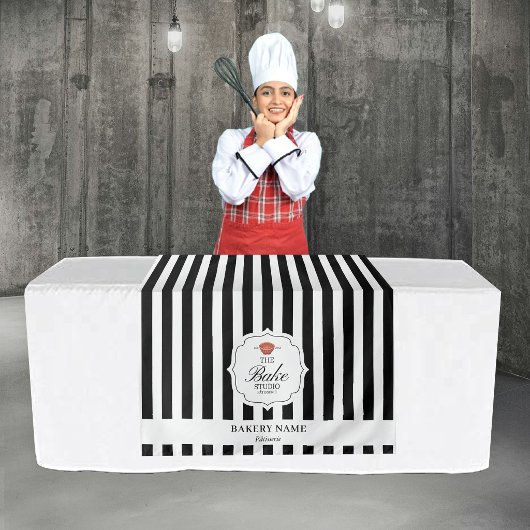 Black Stripes Logo Table Pop Up Shop Vendor Runner タペストリー