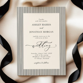 Black Stripes Old Money Wedding Invitation 招待状
