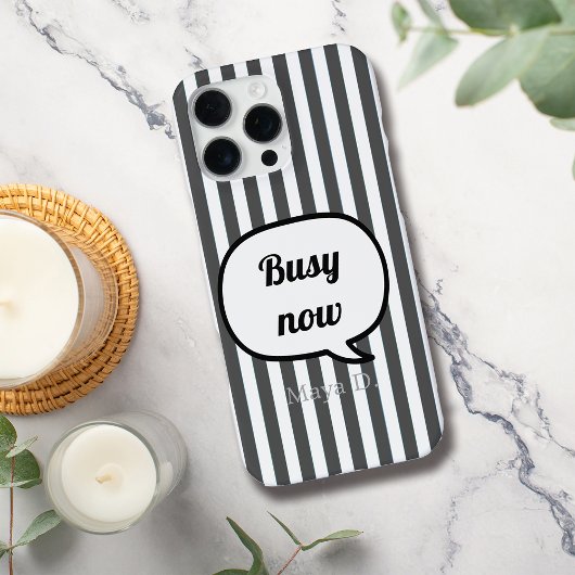 Black Stripes Speech Bubble Personalize iPhoneケース