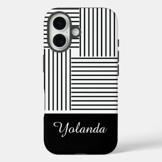 Black Stripes with Name  iPhone 16ケース