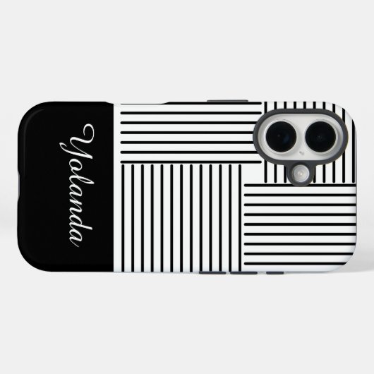 Black Stripes with Name  Case-Mate iPhoneケース (裏面 (横))