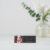 Black Stylish Makeup Artist Beauty Salon Photo スキニー名刺 (スタンド正面)