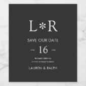 Black | Stylish Modern Wedding Save the Date ワインラベル (シングルラベル)