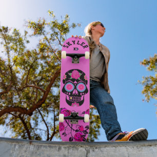 Black Sugar Skull on Pink Dd Brand  スケートボード