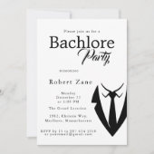 Black Suit & Tie Men's Bachelor Party Invitation 招待状 (正面)