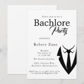Black Suit & Tie Men's Bachelor Party Invitation 招待状 (正面/裏面)