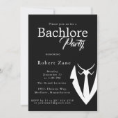 Black Suit & Tie Men's Bachelor Party Invitation 招待状 (正面)