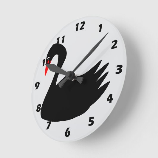 Black Swan Design ラウンド壁時計 (傾斜)