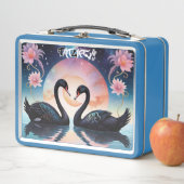 Black Swans in Pink Moonlight Metal Lunchbox メタルランチボックス (インサイチュ)