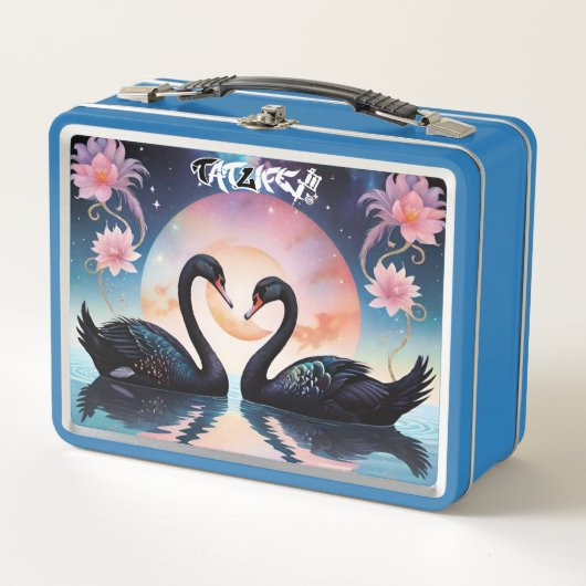 Black Swans in Pink Moonlight Metal Lunchbox メタルランチボックス (正面)