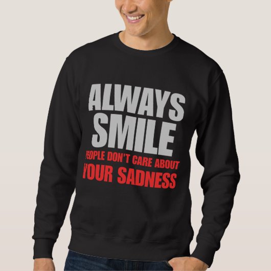 Black Sweatshirt for Mens with Reality Statement スウェットシャツ (正面)