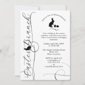 Black Swirly Flourishes With Bunnies Easter Brunch 招待状 (正面)