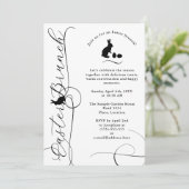 Black Swirly Flourishes With Bunnies Easter Brunch 招待状 (スタンド正面)