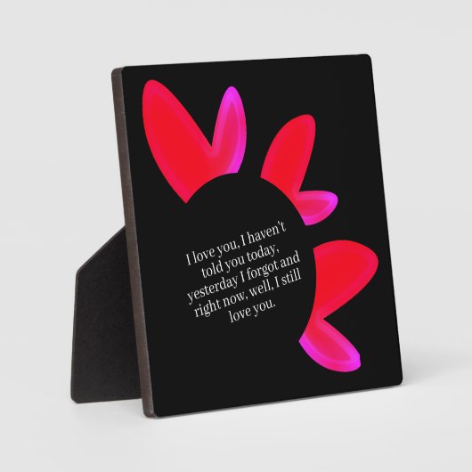 Black tabletop with easel red and pink hearts 2026 フォトプラーク (正面)