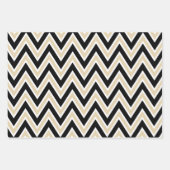 Black, Tan, and White Chevron & Bold Stripe ラッピングペーパーシート (正面)