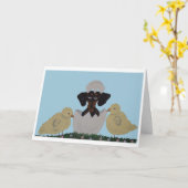  Black & Tan Dachshund Easter  カード (黄色い花)