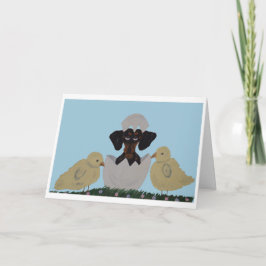 Black & Tan Dachshund Easter カード