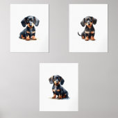 Black Tan Dachshund Print, Dachshund Pet Portrait (正面)