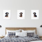 Black Tan Dachshund Print, Dachshund Pet Portrait (寝室)