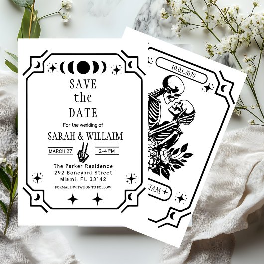Black tarot Goth save the date wedding Invitation 招待状