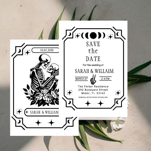 Black tarot Goth save the date wedding Invitation 招待状
