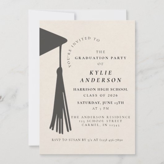 Black Tassel High School Graduation Party 招待状 (正面)