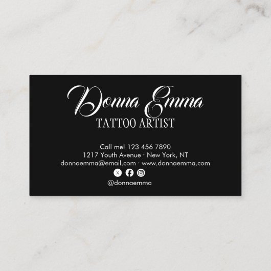 Black Tattoo artists photo script typography 名刺 (裏面)