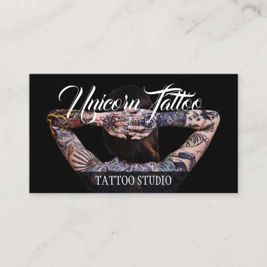 Black Tattoo artists photo script typography 名刺 (正面)
