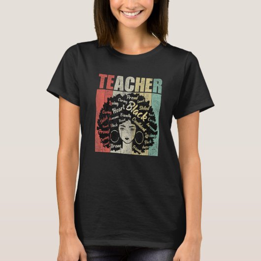 Black Teacher Afro Proud African American Black Hi Tシャツ (正面)