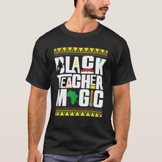 Black Teacher Magic Afro African Black History Mon Tシャツ (正面)