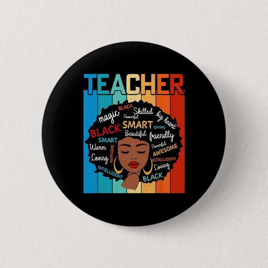 Black Teacher Magic Black History Education Melani 缶バッジ (正面)