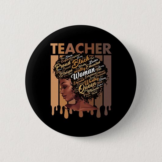 Black Teacher Magic Black History Education Melani 缶バッジ (正面)