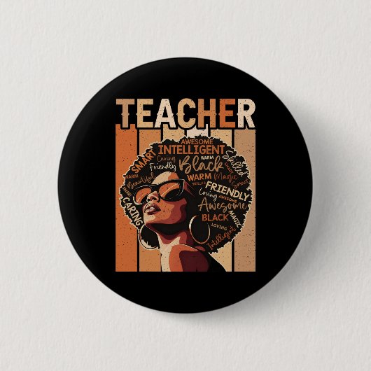 Black Teacher Magic Black History Education Melani 缶バッジ (正面)